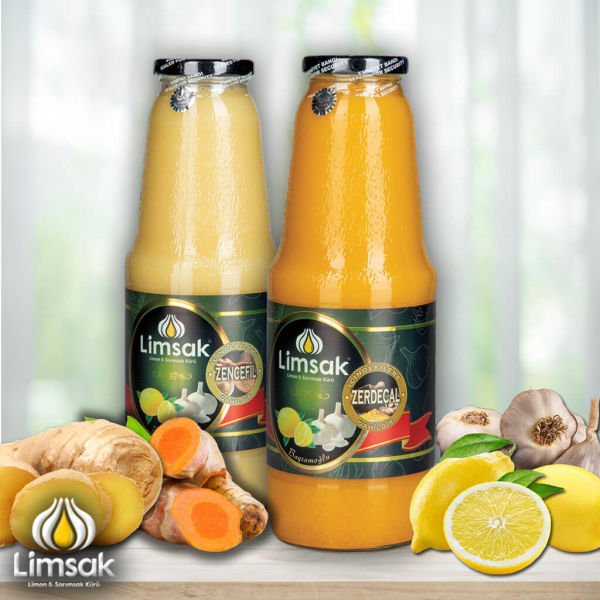 1 lt Zerdeçallı + 1 lt Zencefilli Limon Sarımsak Kürü Cam Şişe