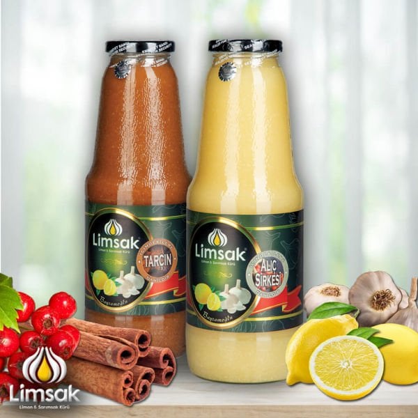 1 lt Alıç Sirkeli + 1 lt Tarçınlı Limon Sarımsak Kürü Cam Şişe