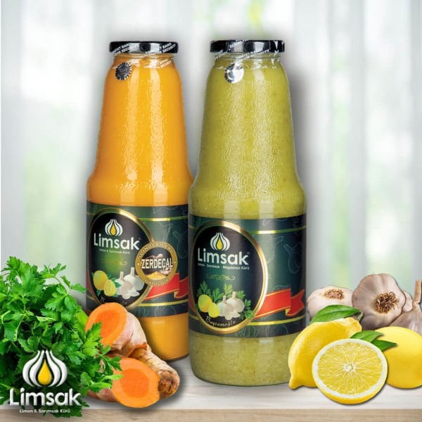1 lt Zerdeçallı + 1 lt Maydanozlu Limon Sarımsak Kürü Cam Şişe