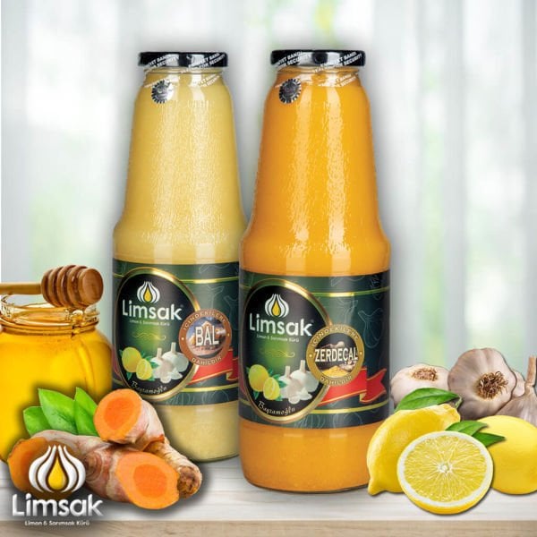 1 lt Zerdeçallı + 1 lt Ballı Limon Sarımsak Kürü Cam Şişe