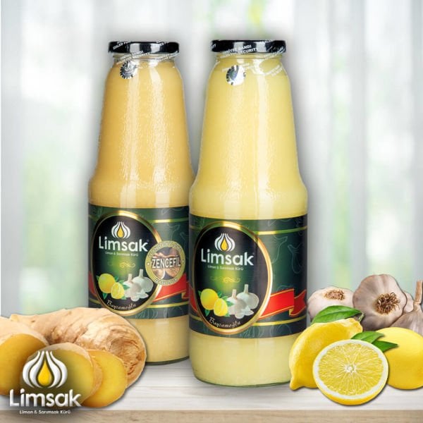 1 lt Zencefilli + 1 lt Limsak Limon Sarımsak Kürü Cam Şişe