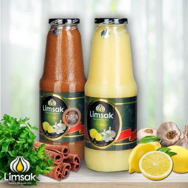 1 lt Tarçınlı + 1 lt Limsak Limon Sarımsak Kürü Cam Şişe
