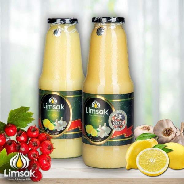1 lt Alıç Sirkeli + 1 lt limsak Limon Sarımsak Kürü Cam Şişe